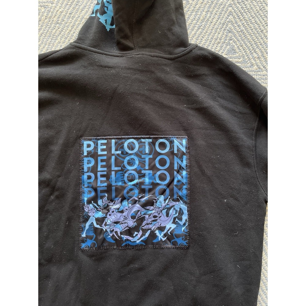 Peloton Full Zip Hooded Sweatshirt - Black w/ Blue Graphic - Large - Picture 6 of 6